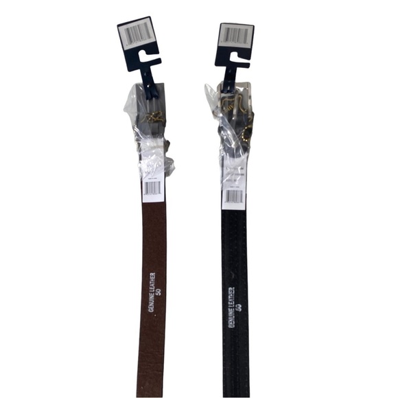 Firenze 2 Black Genuine Leather 1 Tack Stitch 1 Textured Flat Men 1.25”W 50 NWT - Picture 4 of 5